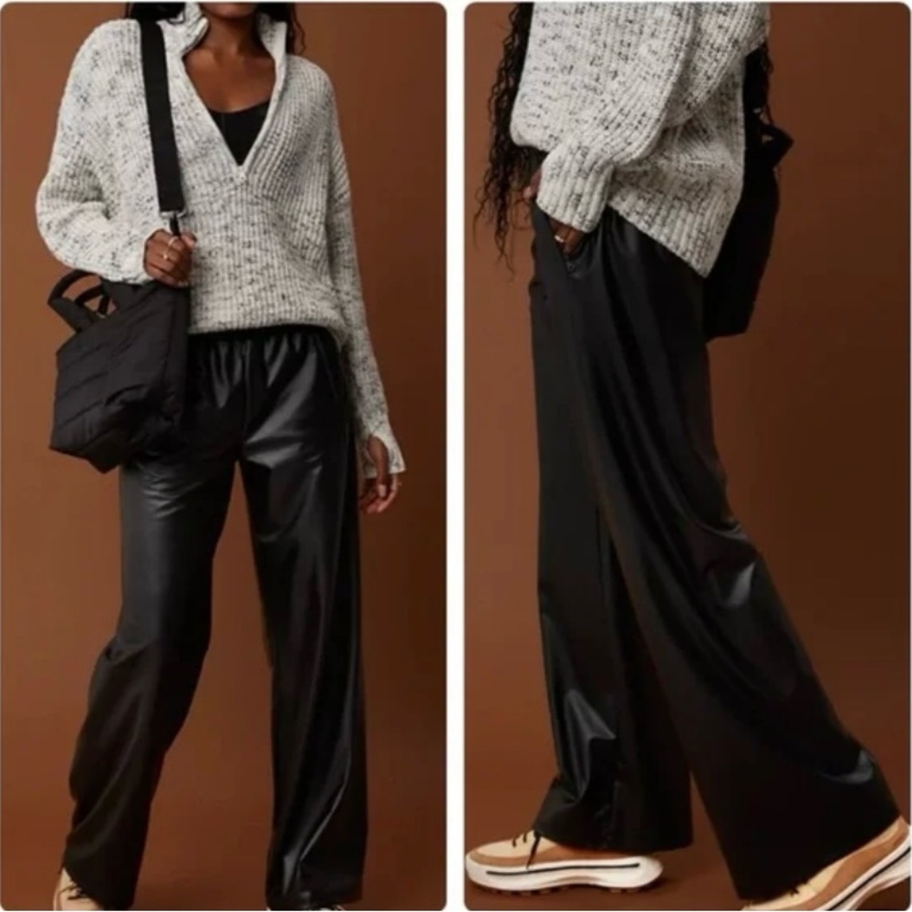 Offline by Aerie Real Luxe Faux Leather Wide Leg Pants